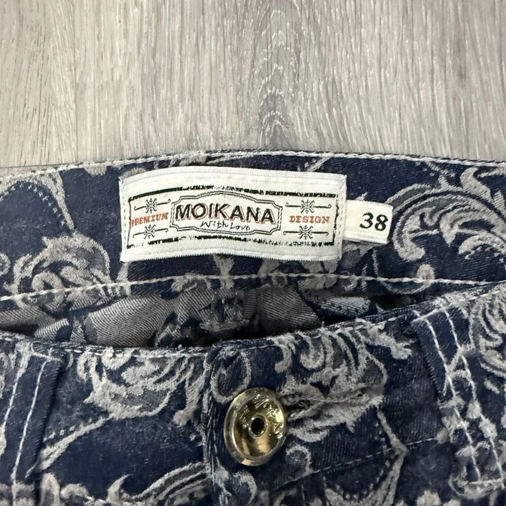Moikana‎ Women's Skinny Jeans Blue Floral Print Size 38 Premium Design